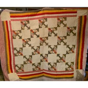 Vintage Trees Twin / Throw Quilt -Hand Pieced / Hand Quilted